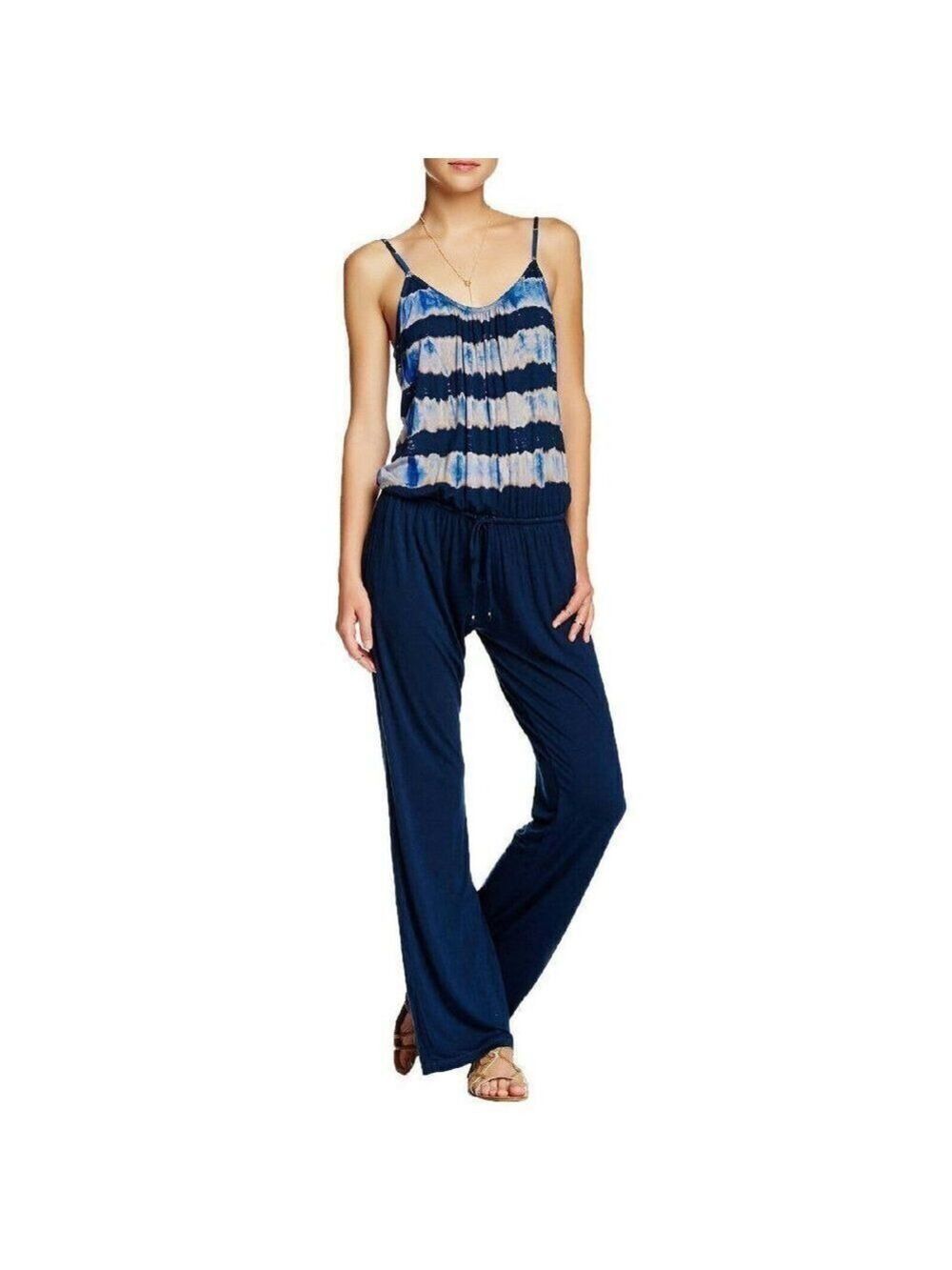 Gypsy 05 Navy Blue Tie Dye Top Spaghetti Strap Tie